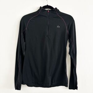 Paradox Black Long Sleeve Quarter-Zip Top with Pink Stitching